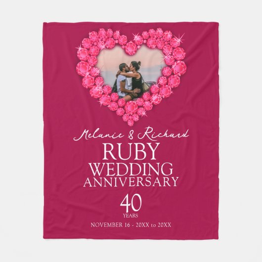 40. Ruby Wedding Anniversary Foto Fleecedecke (Vorderseite)