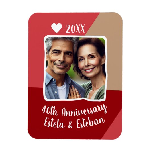 40. Ruby Wedding Anniversary Foto Keepake Magnet (Vertikal)