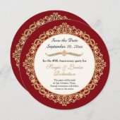 40. Ruby Wedding Anniversary Gold Save the Date I Einladung (Vorne/Hinten)