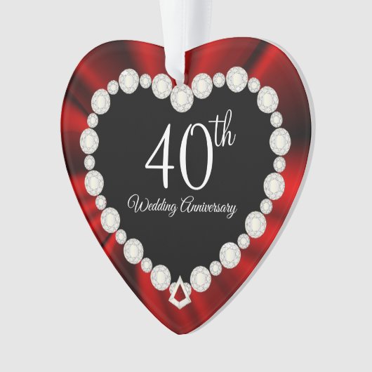 40. Ruby Wedding Anniversary Keepake Design Ornament (Vorderseite)