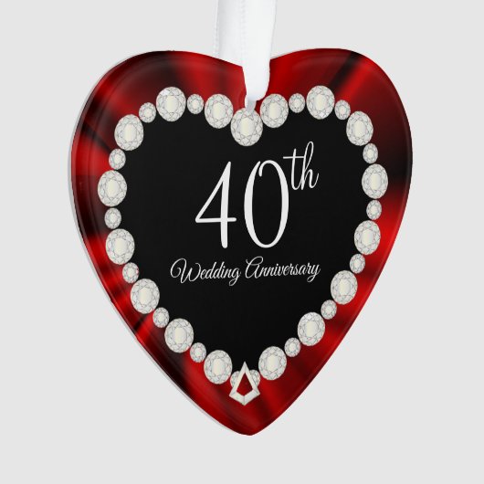 40. Ruby Wedding Anniversary Keepake Design Ornament (Vorderseite)