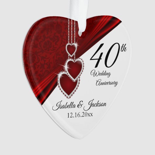 40. Ruby Wedding Anniversary Keepake Ornament (Vorderseite)