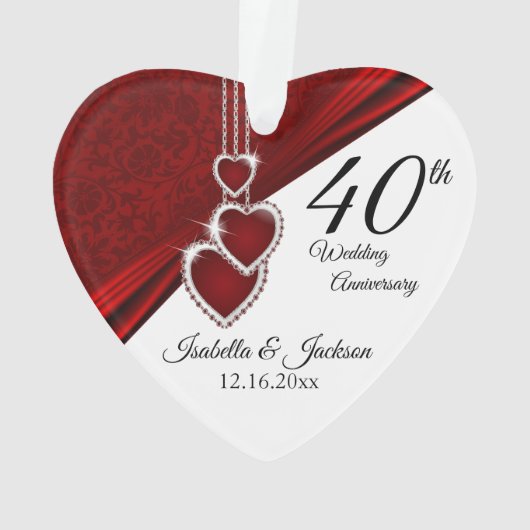 40. Ruby Wedding Anniversary Keepake Ornament (Rückseite)