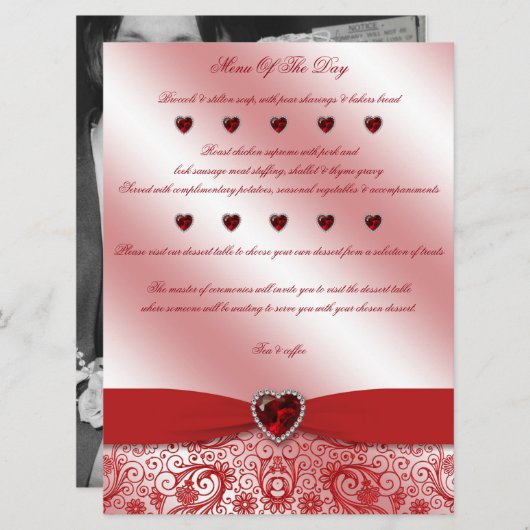 40. Ruby Wedding Anniversary Menu Card Einladung (Vorne/Hinten)