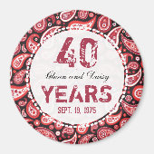 40. Ruby Wedding Anniversary Paisley Pattern Magnet (Vorne)