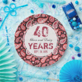 40. Ruby Wedding Anniversary Paisley Pattern Pappteller (Party)