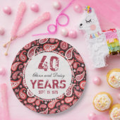 40. Ruby Wedding Anniversary Paisley Pattern Pappteller (Party)