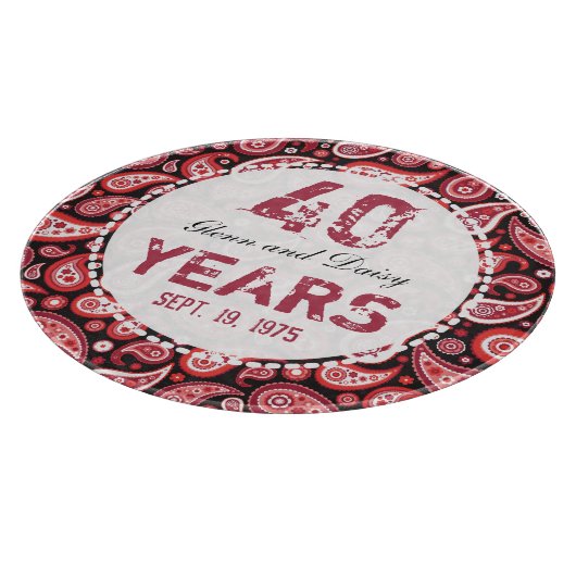 40. Ruby Wedding Anniversary Paisley Pattern Schneidebrett (Ecke)