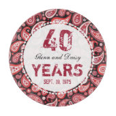 40. Ruby Wedding Anniversary Paisley Pattern Schneidebrett (Vorderseite)