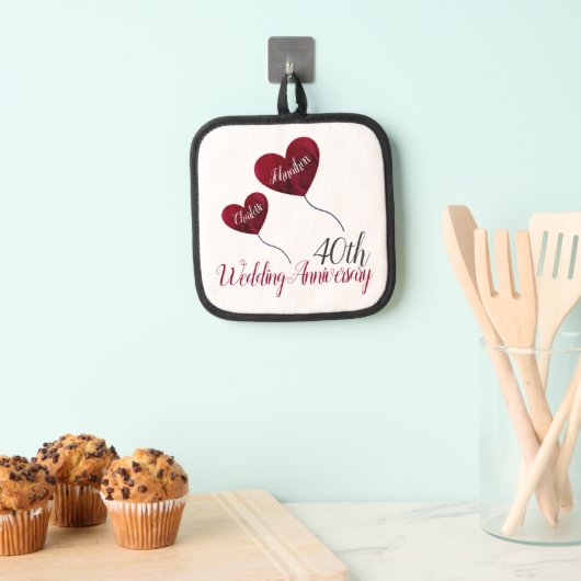 40. Ruby Wedding Anniversary Pot Holders Topflappen (Insitu (Hängend))