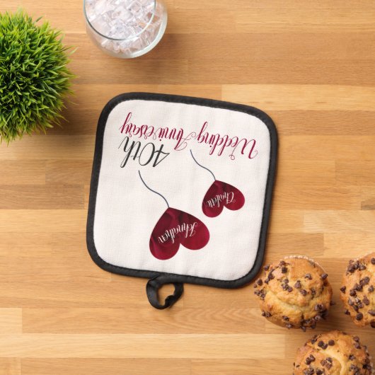 40. Ruby Wedding Anniversary Pot Holders Topflappen (Oben Unten)