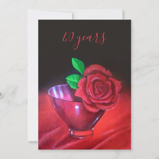 40. Ruby Wedding Anniversary Rote Rose Einladung (Rückseite)