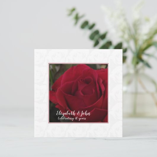 40. Ruby Wedding Anniversary rote Rose Einladung (Stehend Vorderseite)