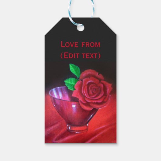 40. Ruby Wedding Anniversary Rote Rose Geschenkanhänger (Vorderseite)