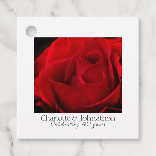 40. Ruby Wedding Anniversary Rote Rose Geschenkanhänger (Vorderseite)