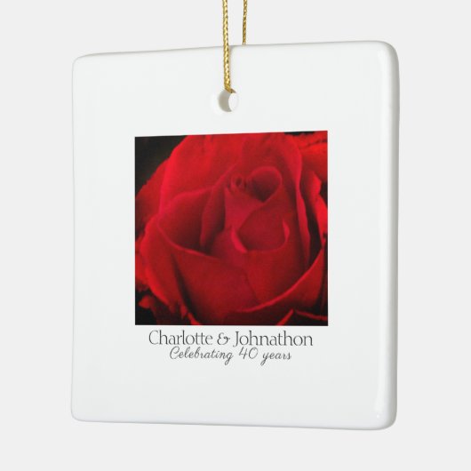 40. Ruby Wedding Anniversary Rote Rose Keramikornament (Links)