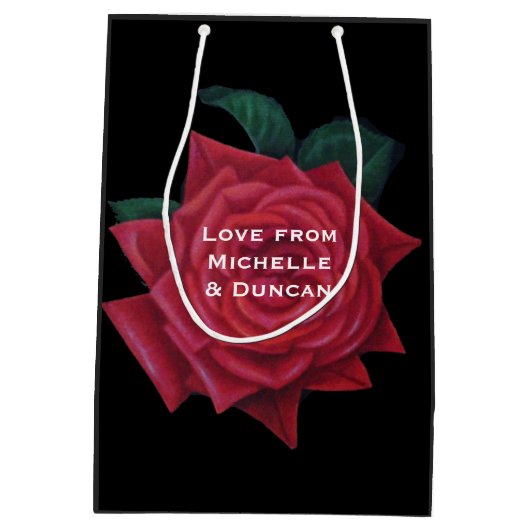 40. Ruby Wedding Anniversary Rote Rose Mittlere Geschenktüte (Rückseite)