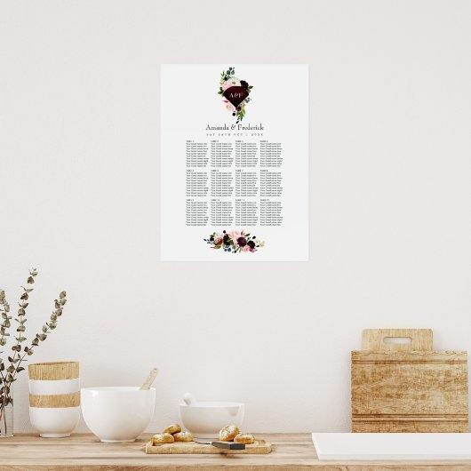 40. Ruby Wedding Anniversary Seating Poster (Küche)