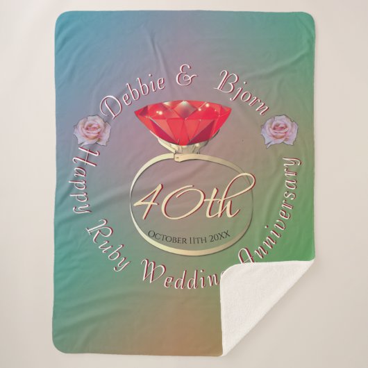 40. Ruby Wedding Anniversary Sherpa Blanket Sherpadecke (Vorderseite)