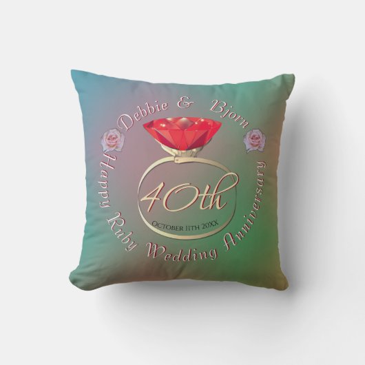 40. Ruby Wedding Anniversary Throw Kissen (Vorderseite)