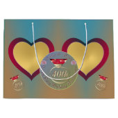 40. Ruby Wedding Jubiläum 2 Herz Fotos Große Geschenktüte (Vorderseite)