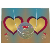 40. Ruby Wedding Jubiläum 2 Herz Fotos Große Geschenktüte (Rückseite)