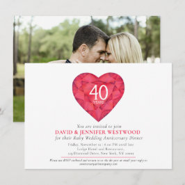 40. Ruby Wedding Jubiläum Aquarellherz Einladung
