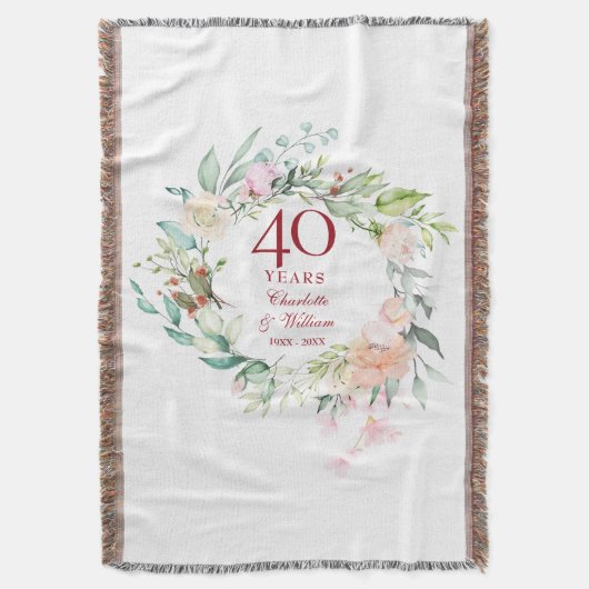 40. Ruby Wedding Jubiläum Blumengarland Decke (Vorderseite Vertikal)