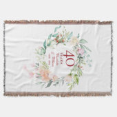 40. Ruby Wedding Jubiläum Blumengarland Decke (Vorderseite)