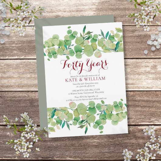 40. Ruby Wedding Jubiläum Chic Greenery Einladung