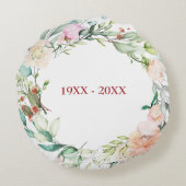 40. Ruby Wedding Jubiläum Elegant Floral Rundes Kissen (Rückseite)