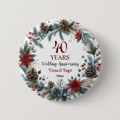 40. Ruby Wedding Jubiläum Eleganter Winter Button (Vorderseite)