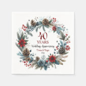40. Ruby Wedding Jubiläum Eleganter Winter Serviette (Vorderseite)
