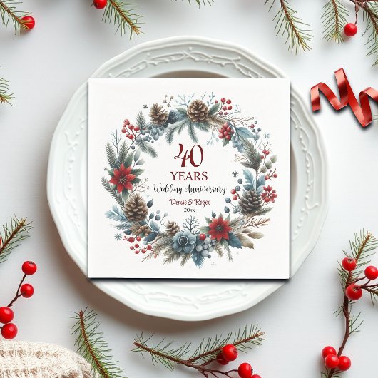 40. Ruby Wedding Jubiläum Eleganter Winter Serviette
