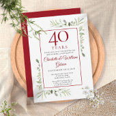 40. Ruby Wedding Jubiläum Elegantes Grün Einladung