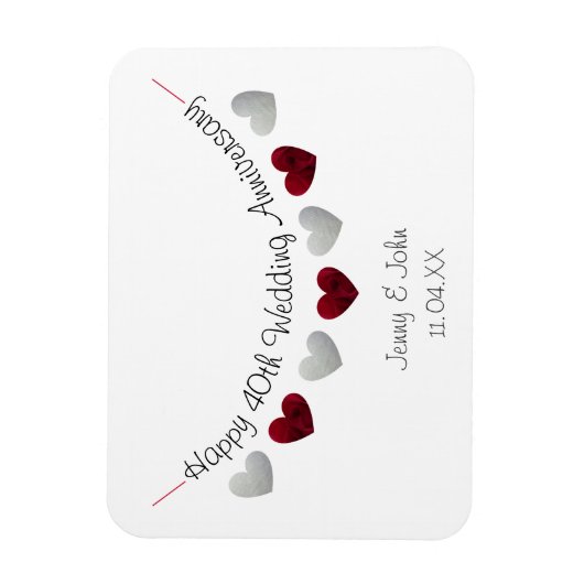 40. Ruby Wedding Jubiläum Geschenk/ Gefallen Magnet (Vertikal)