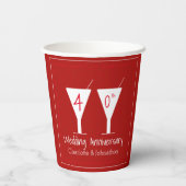 40. Ruby Wedding Jubiläum Glasdesign Pappbecher (Rückseite)