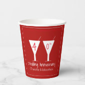 40. Ruby Wedding Jubiläum Glasdesign Pappbecher (Vorderseite)