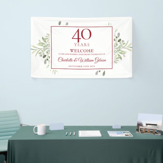 40. Ruby Wedding Jubiläum Grün Willkommen Banner (Messeveranstaltung)