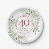 40. Ruby Wedding Jubiläum Landgrün Pappteller (Vorderseite)