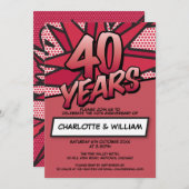 40. Ruby Wedding Jubiläum Moderner Spaß Einladung (Vorne/Hinten)