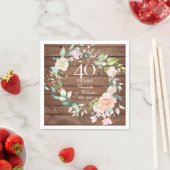 40. Ruby Wedding Jubiläum Rustikales Holz Serviette (Beispiel)