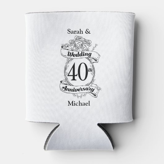 40. Ruby Wedding Jubiläum Schwarz-Weiß Dosenkühler (Vorderseite)