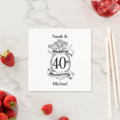 40. Ruby Wedding Jubiläum Schwarz-Weiß Serviette (Beispiel)