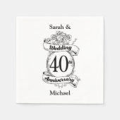 40. Ruby Wedding Jubiläum Schwarz-Weiß Serviette (Vorderseite)