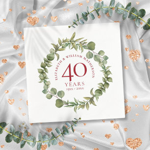40. Ruby Wedding Jubiläum Woodland Garland Serviette