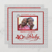 40. Ruby Wedding Jubiläum Zwei-Foto-Party Einladung (Vorne/Hinten)