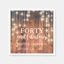 40. Rustikale Braunholz-Leuchten Geburtstag | Napk Serviette