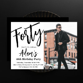 40 Schwarz & Weiß Modernes 40. Geburtstags-Party Einladung