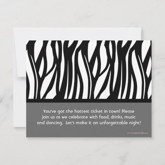 40. Schwarz-Weiß-Zebra-Einladungen Einladung (Rückseite)